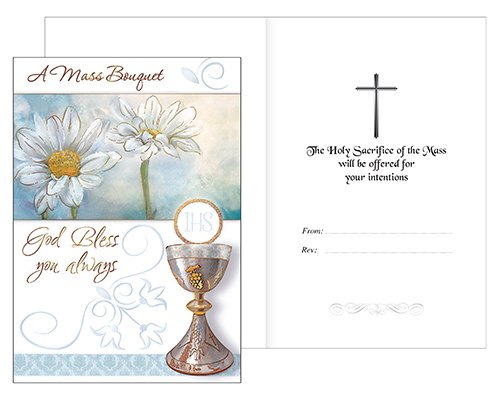 A Mass Bouquet Card - God Bless You Always - Wht/Gld/Bl