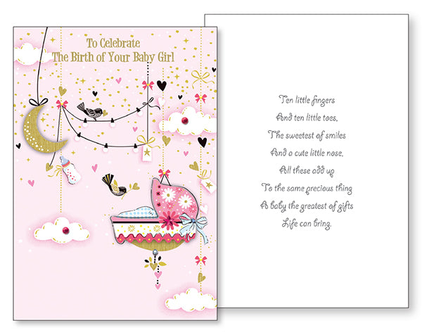 3D Card - To Celebrate The Birth Of Your Baby Girl CBC Distributors