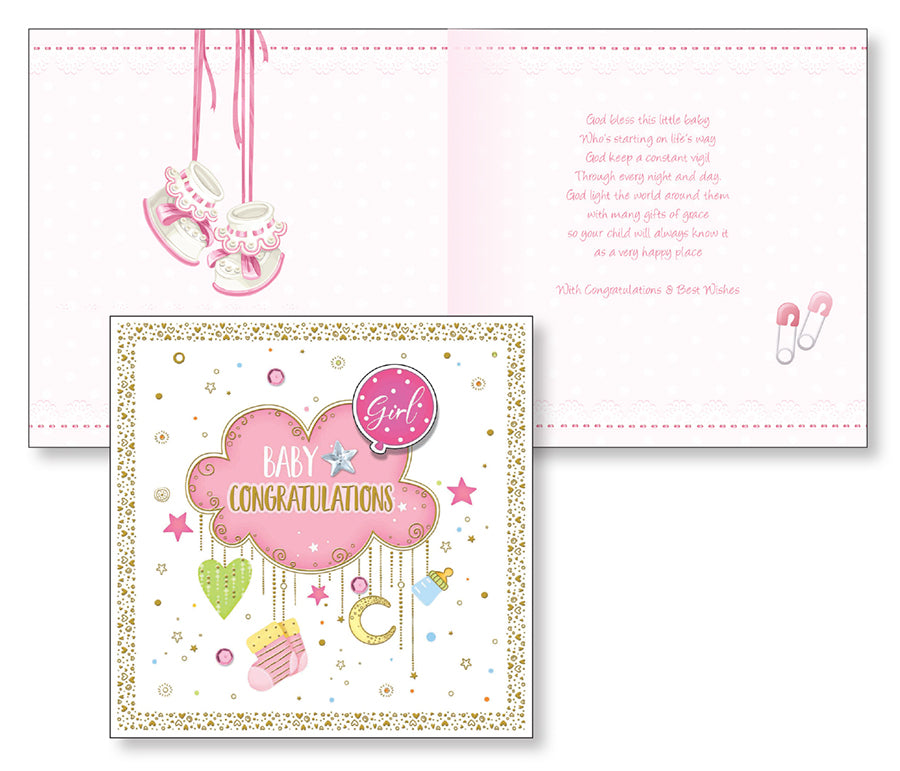3D Baby Girl Congratulations Card CBC Distributors