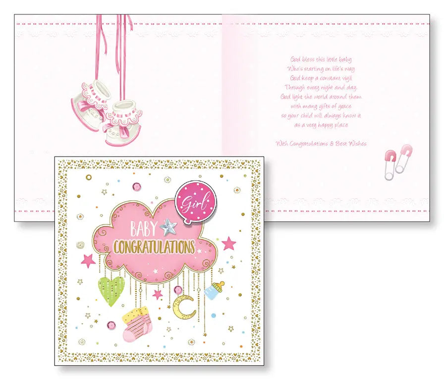 3D Baby Girl Congratulations Card CBC Distributors