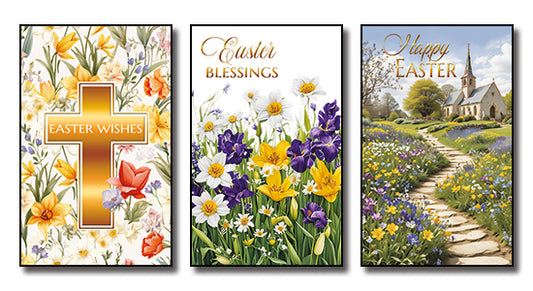 Easter Cards with Gold Foil - Pack Of 12