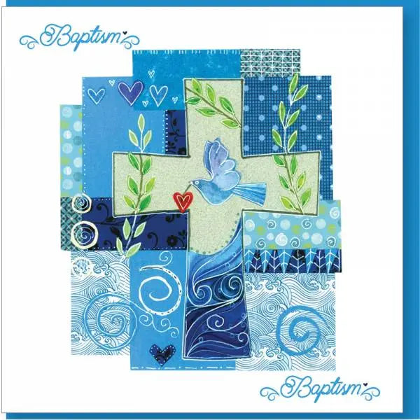 Baptism Blue Cross Greetings Card (with verse) Just Cards Direct