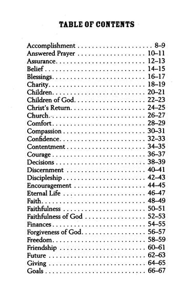 Bible Promises for You Book, Table of Contents