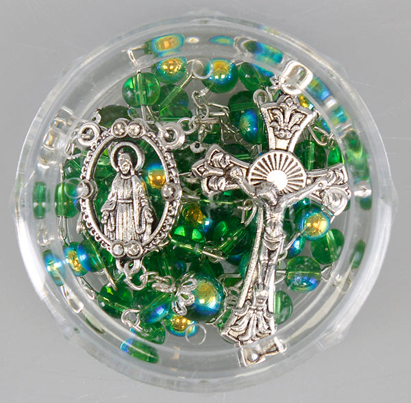 Birthstone Glass Rosary - AB Finish 6mm Fire polished