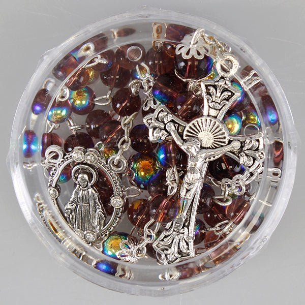 Birthstone Glass Rosary - AB Finish 6mm Fire polished