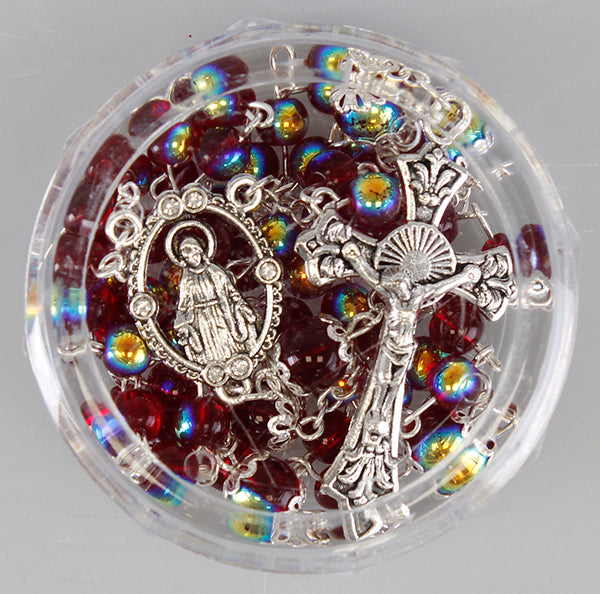 Birthstone Glass Rosary - AB Finish 6mm Fire polished