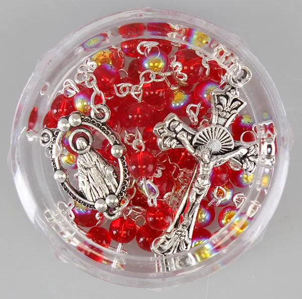 Birthstone Glass Rosary - AB Finish 6mm Fire polished CBC Distributors