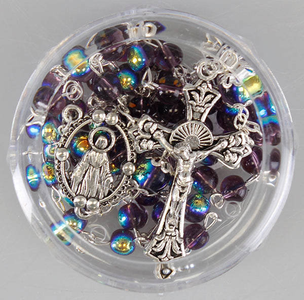 Birthstone Glass Rosary - AB Finish 6mm Fire polished