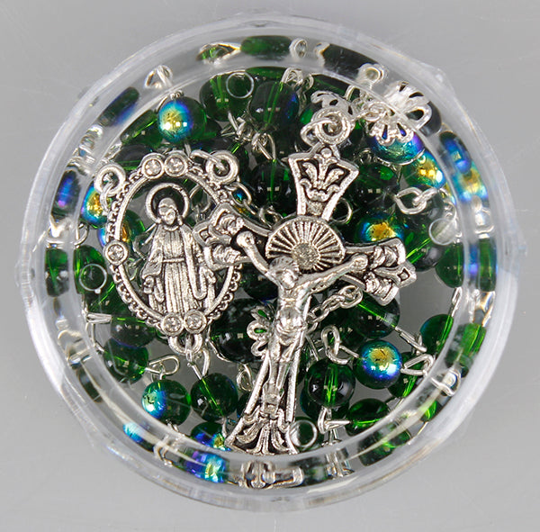 Birthstone Glass Rosary - AB Finish 6mm Fire polished