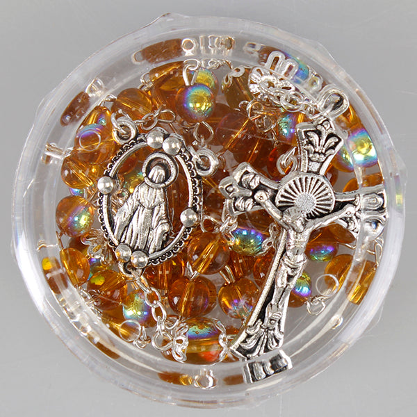 Birthstone Glass Rosary - AB Finish 6mm Fire polished