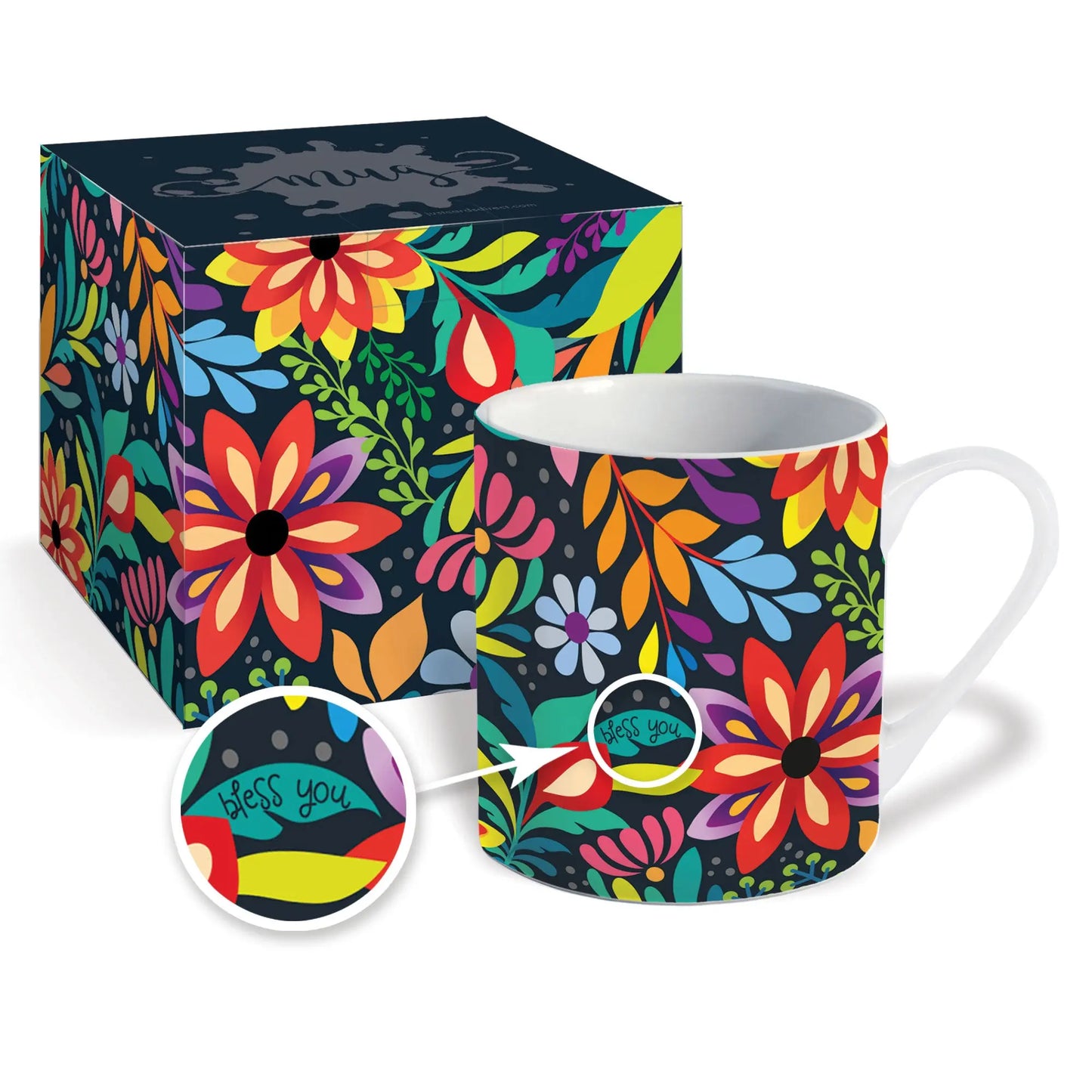 Bless you Flowers Christian Mug & Gift Box Just Cards Direct