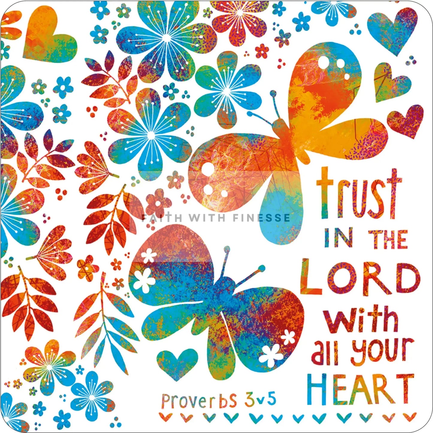 Colorful butterfly and floral design with motivational text on a white background
