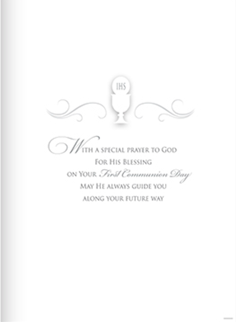Holy Communion Card Silver Foil Embossed