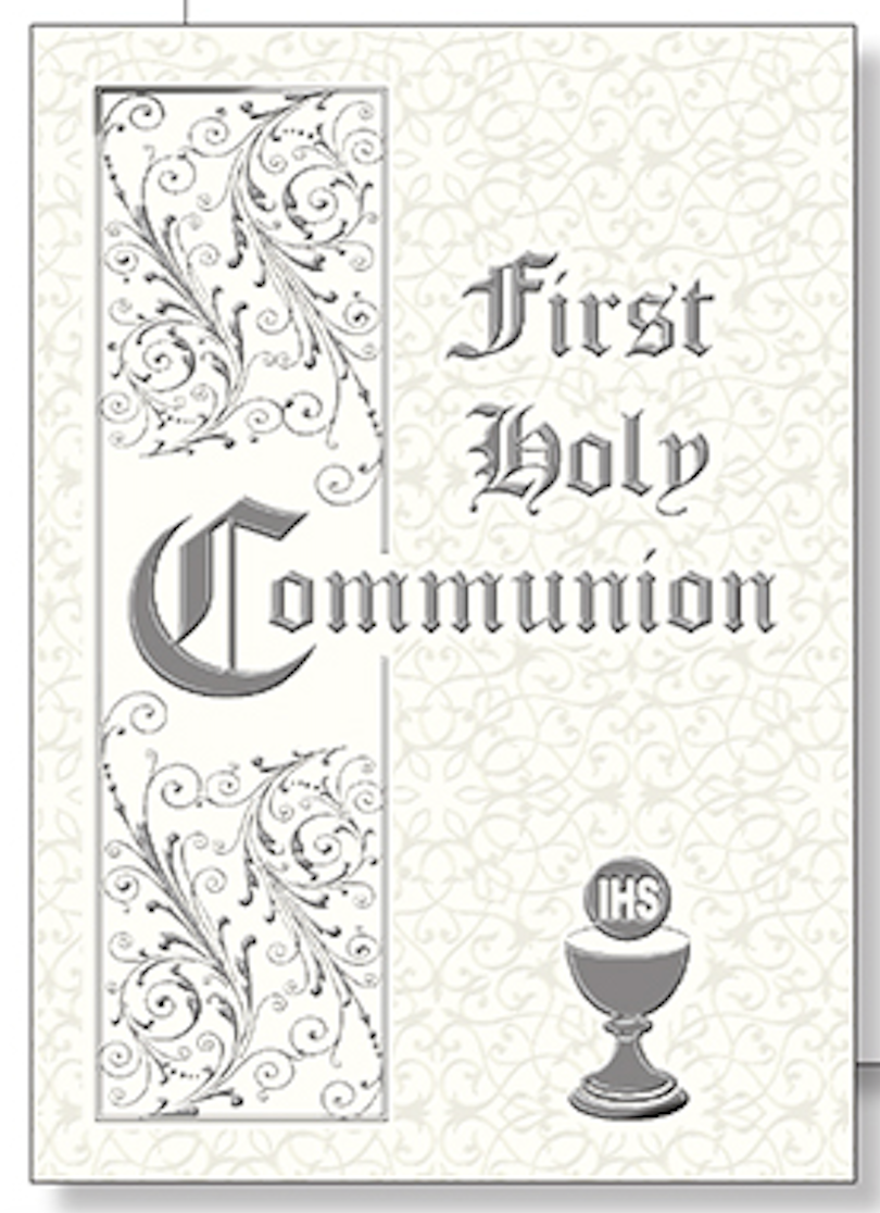 Holy Communion Card Silver Foil Embossed