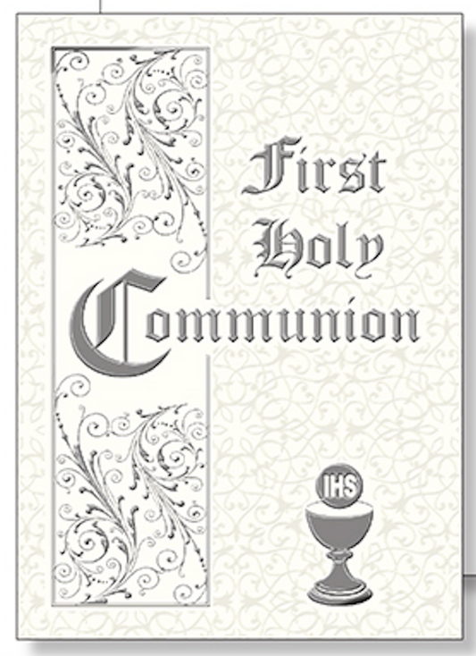 Holy Communion Card Silver Foil Embossed