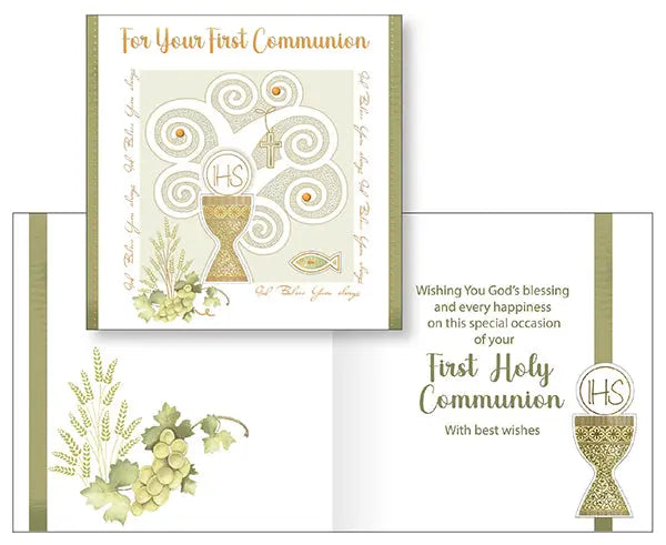 Boutique First Holy Communion Card - Chalice Symbolic CBC Distributors