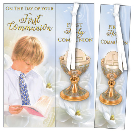 Holy Communion Bookmark Card For A Boy -  With Ribbon
