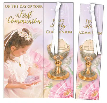 Holy Communion Bookmark Card For A Girl - With Ribbon CBC Distributors