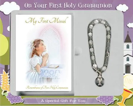 Communion Gift Set For A Girl With Rosary Bracelet CBC Distributors