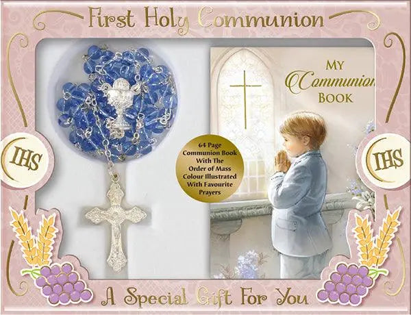 Holy Communion Glass Rosary And Prayer Book For A Boy CBC Distributors