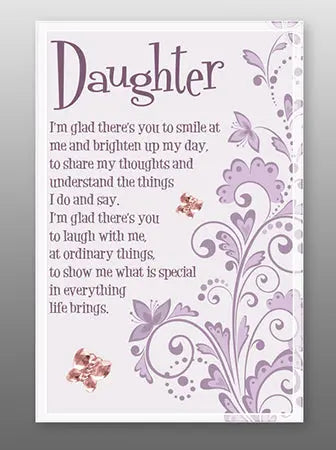 Daughter Glass Plaque - Flowers and Plants CBC Distributors