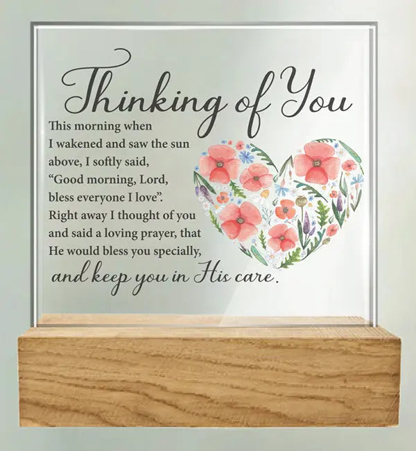 Thinking Of You - Glass Plaque With Wood Base CBC Distributors
