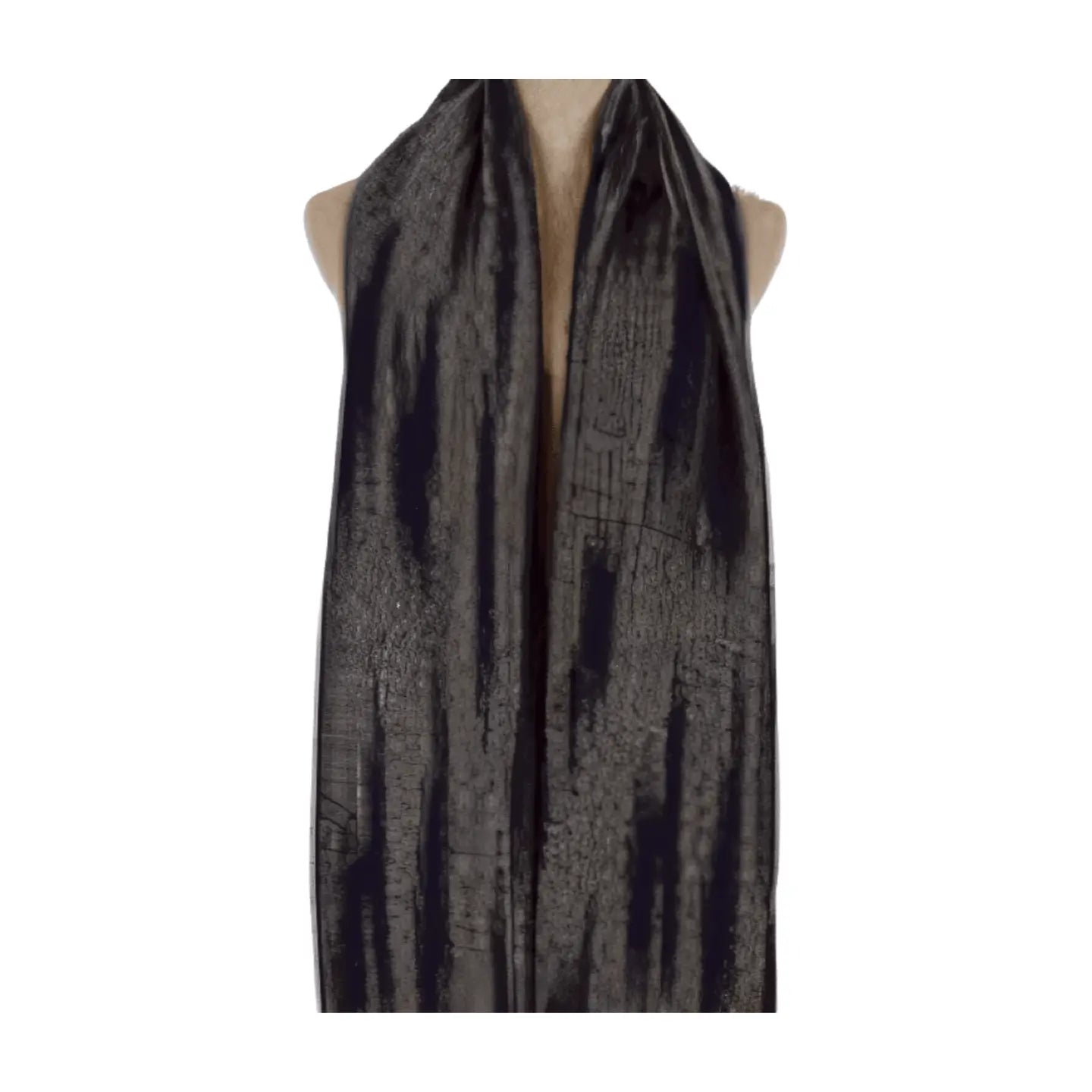 Gold Thread Stripe Wool Frayed Scarf