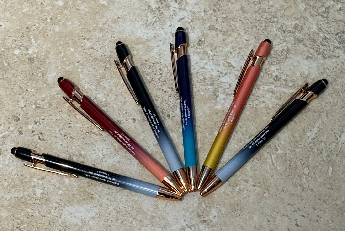 3-Pack Bible Verse Pens – 1 Peter 5:7 Faith With Finesse