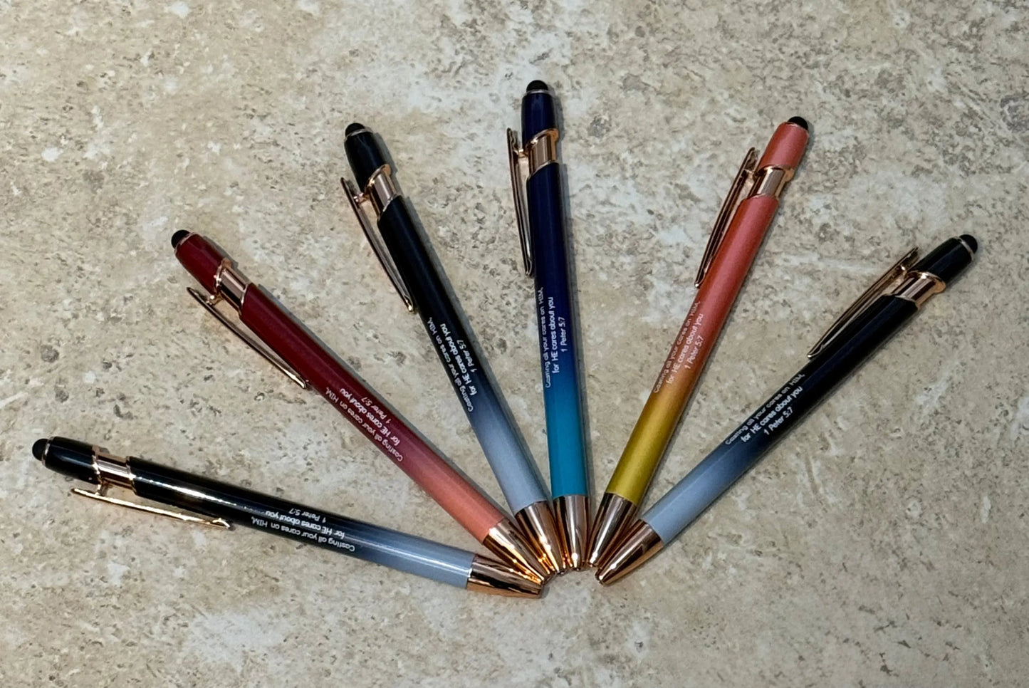3-Pack Bible Verse Pens – 1 Peter 5:7 Faith With Finesse