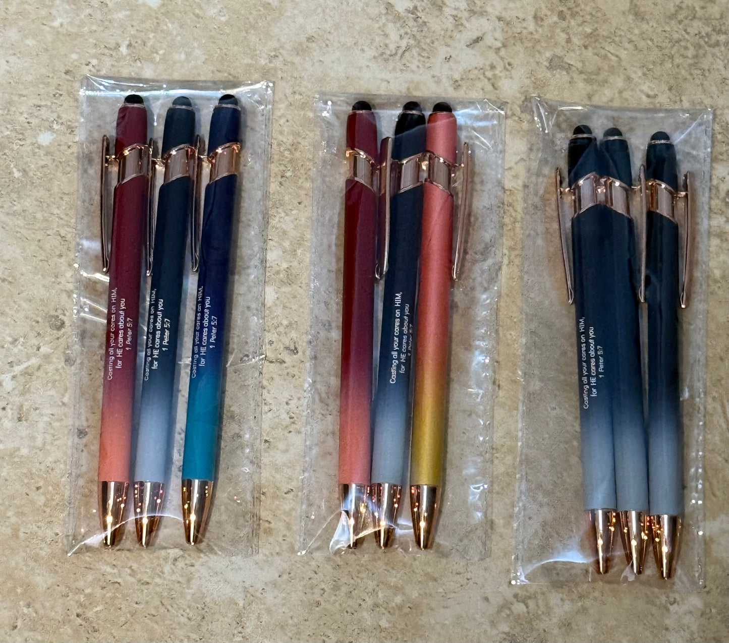 3-Pack Bible Verse Pens – 1 Peter 5:7