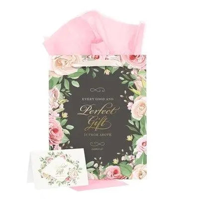 Portrait Gray/Pink Every Good & Perfect Gift James 1:17 - Gift Bag w/ Card LG Faith With Finesse