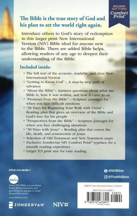 NIV Holy Bible Economy Edition, Larger Print - Blue Zondervan