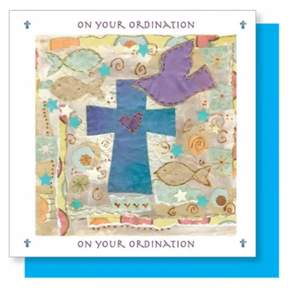 Ordination Blue Cross Greetings Card (with verse) Just Cards Direct