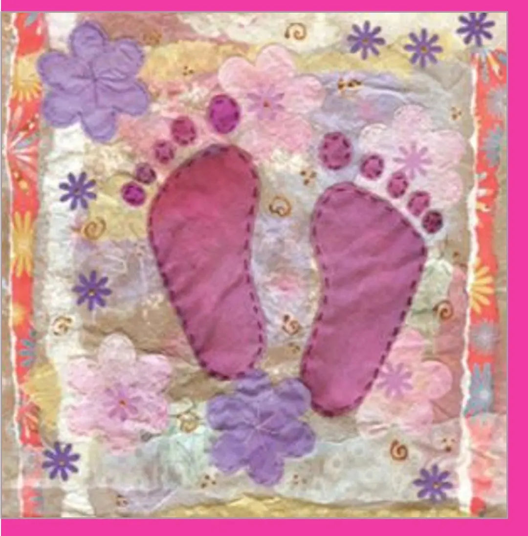 Pink Feet Baby Small Greetings Card Just Cards Direct