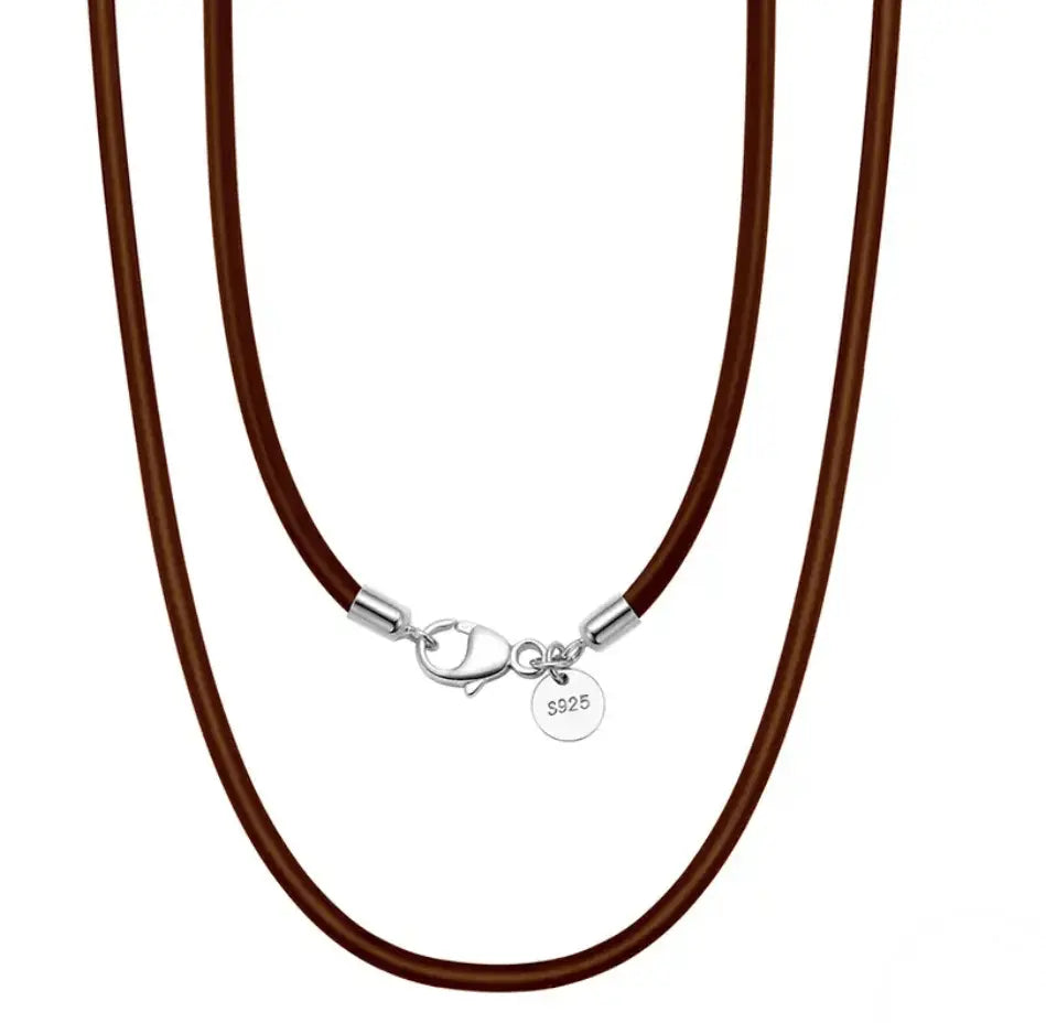 FWF Black Leather Cord Necklace With 925 Sterling Silver Clasp Faith With Finesse