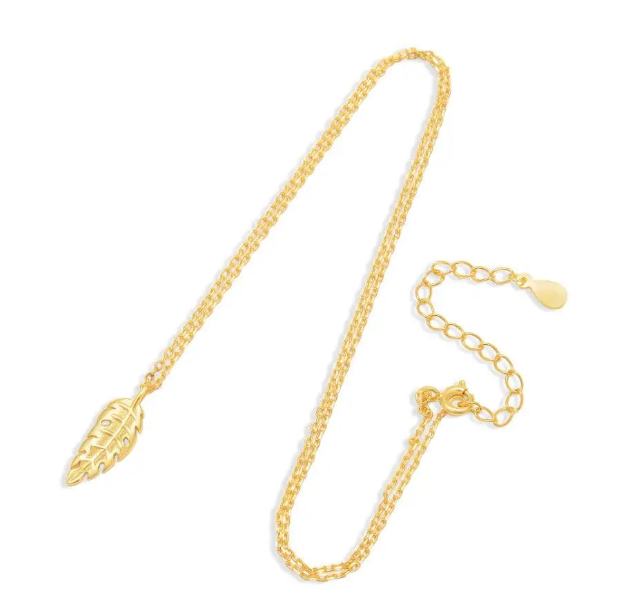 Gold S925 Leaf Pendant