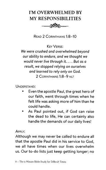 The 5-Minute Bible Study for Difficult Times Barbour Publishing
