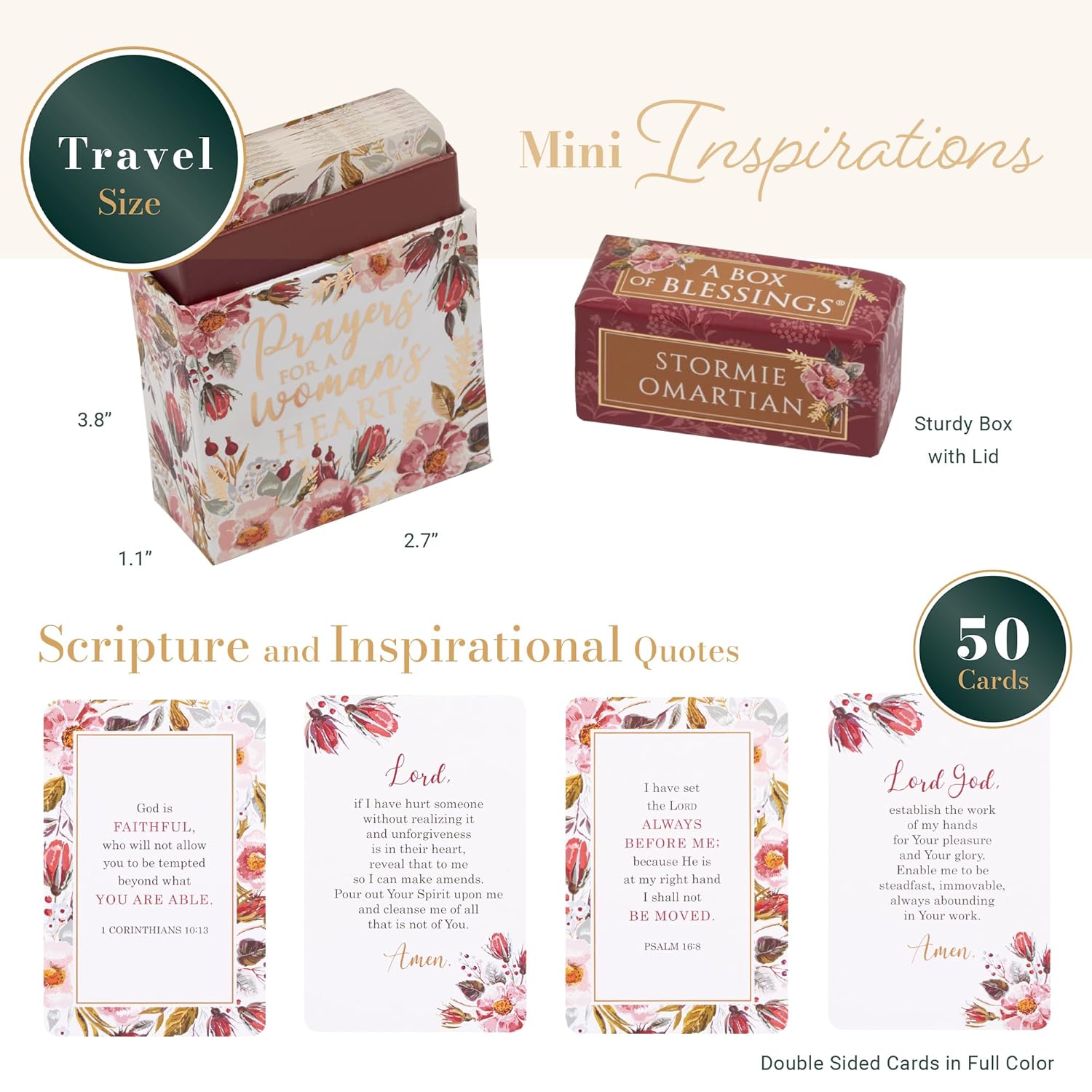 Prayers For A Woman’s Heart Box of Blessings (50 Double Sided Prayer Cards) By Stormie Omaritan Christian Art Gifts