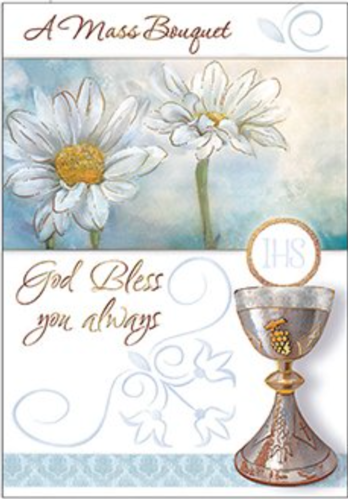 A Mass Bouquet Card - God Bless You Always - Wht/Gld/Bl