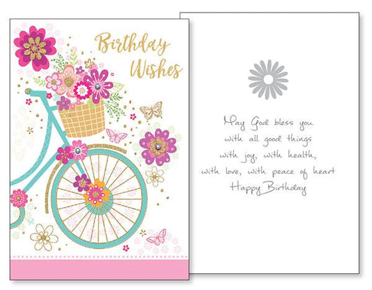 Birthday Wishes 3D Card (Bicycle & Flowers)