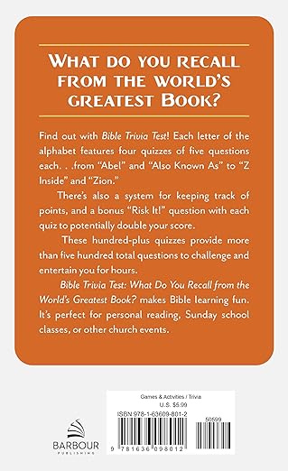 Bible Trivia Test: What Do You Recall from the World's Greatest Book? Barbour Publishing