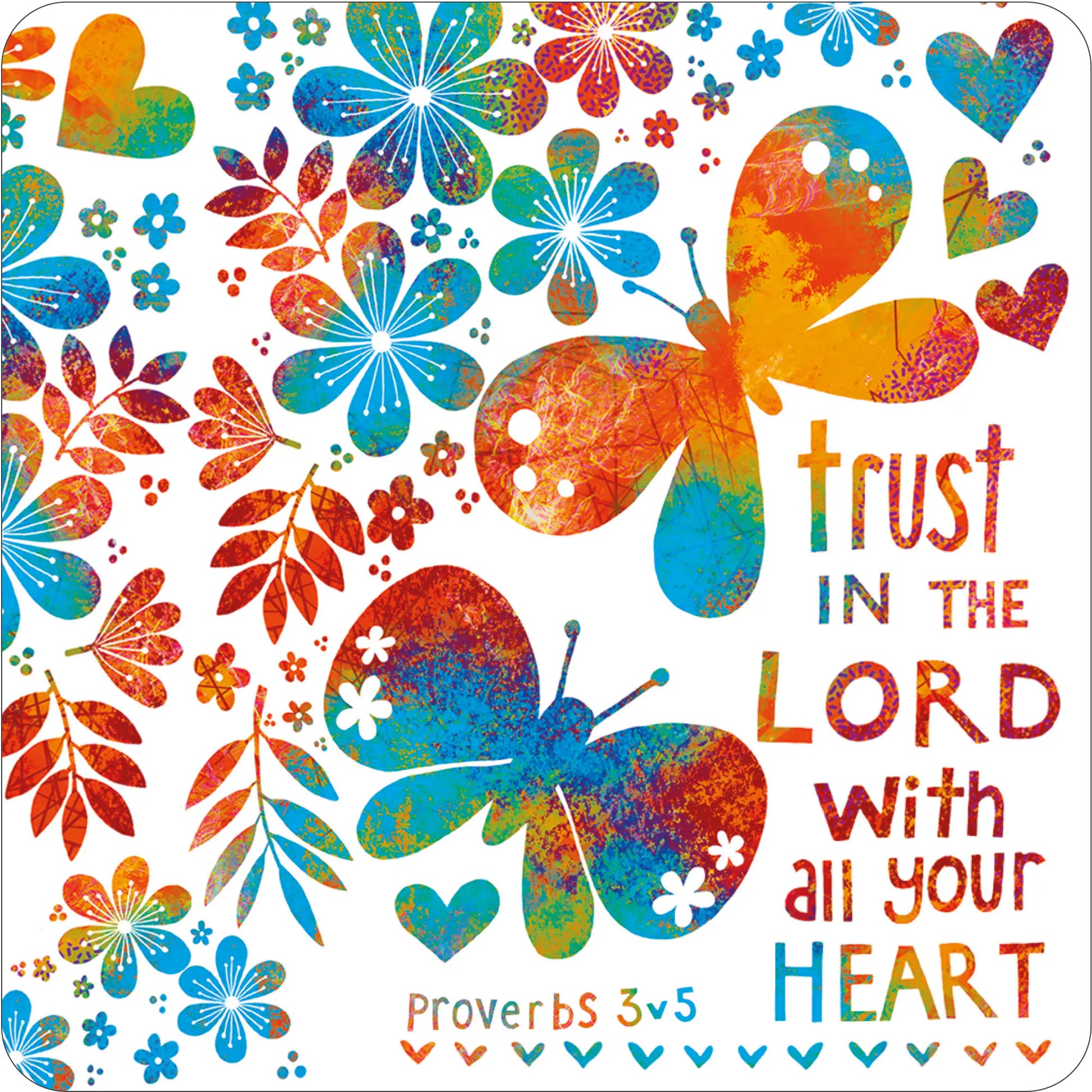 Colorful butterfly and floral design with motivational text on a white background