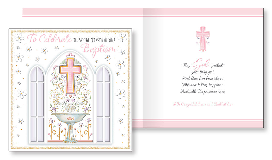 Handcrafted Baby Girl Baptism Card