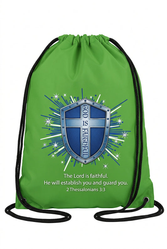 God is Faithful Drawstring Bag Faith With Finesse