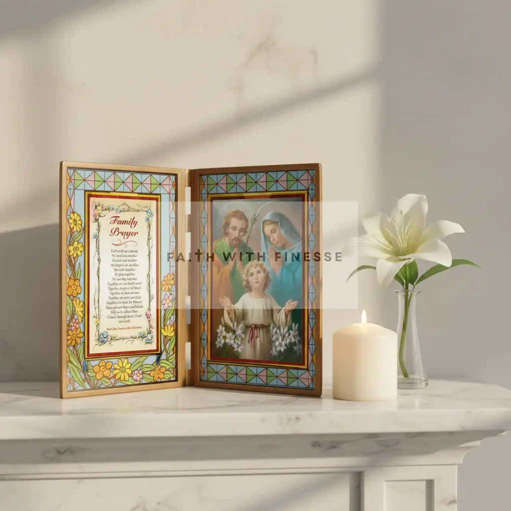 Holy Family Stained Glass Plaque  - Mantelpiece lifestyle