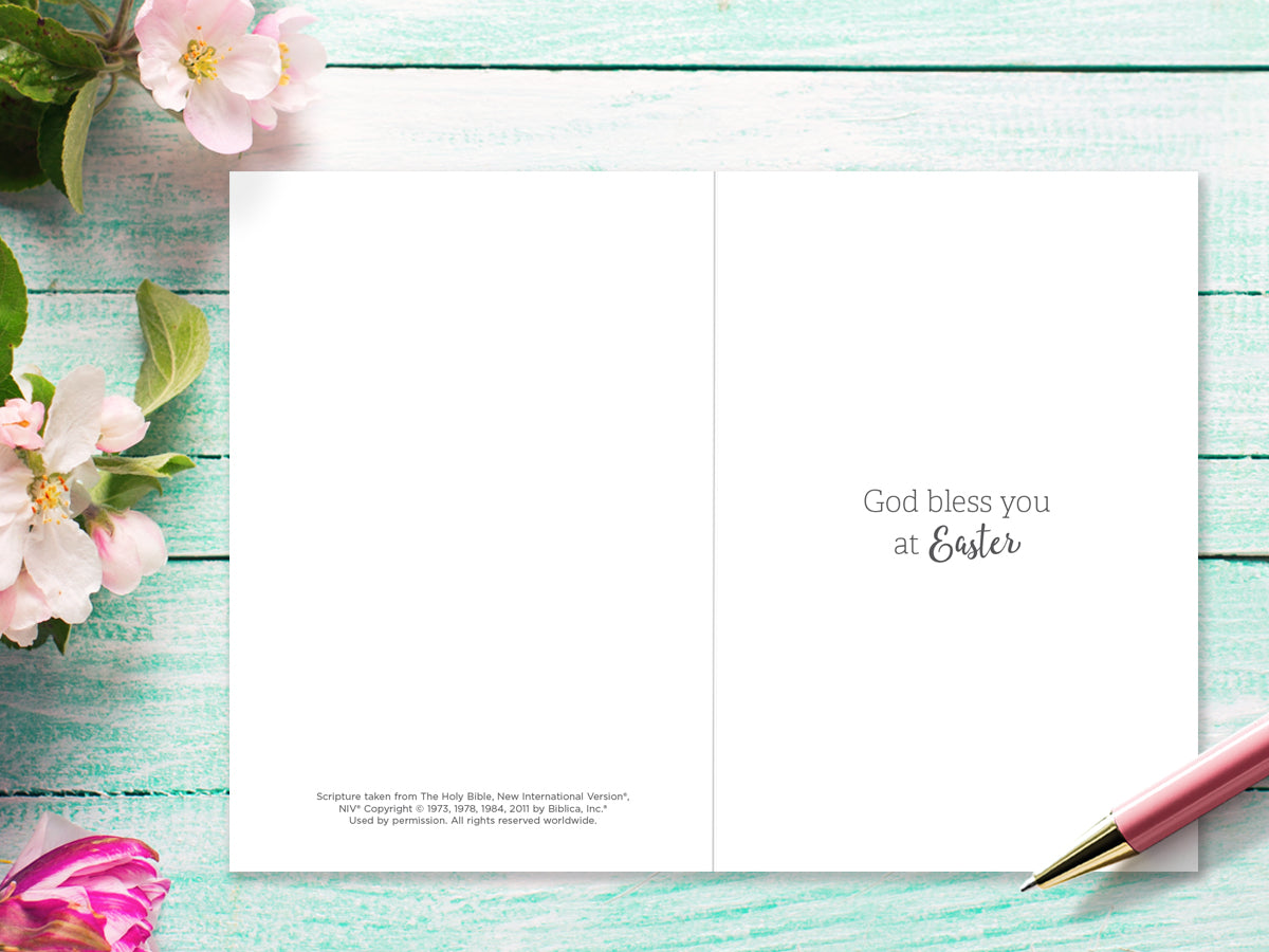 Inside card showing the words - God Bless you at Easter