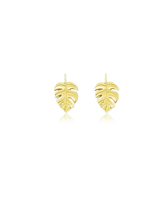 FWF Yellow plated Gold S925 Large Leaf Earrings