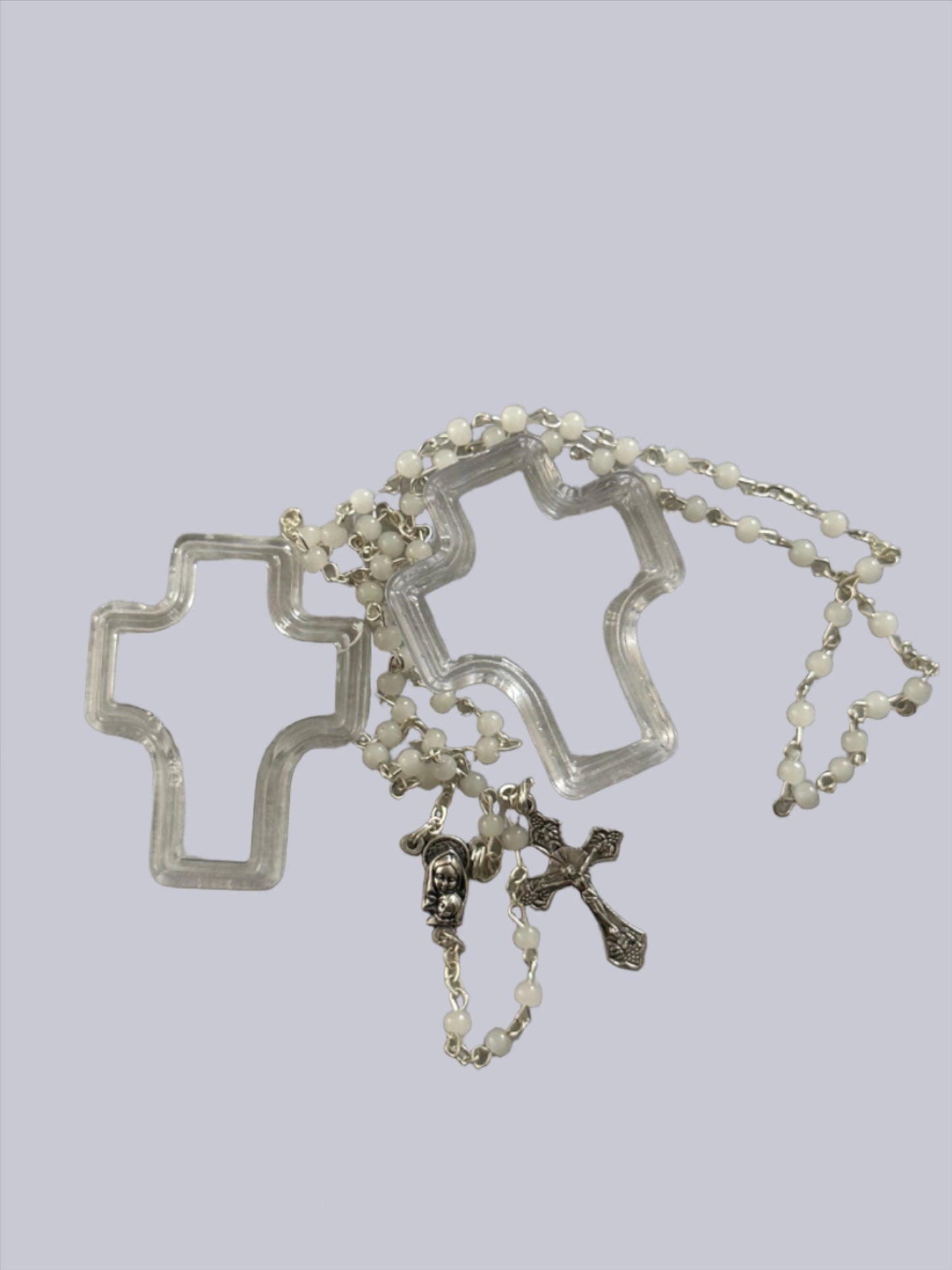 Glass Rosary - White