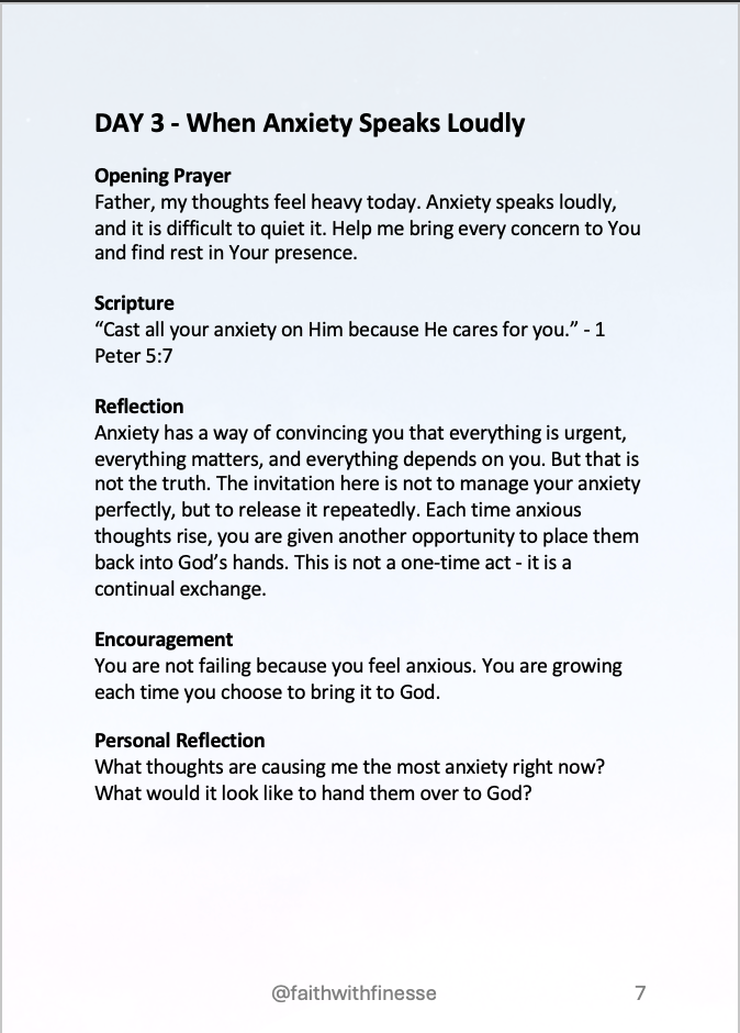 30 Day Anxiety & Peace Devotional Journal - Faith-Based Christian Journal Faith With Finesse