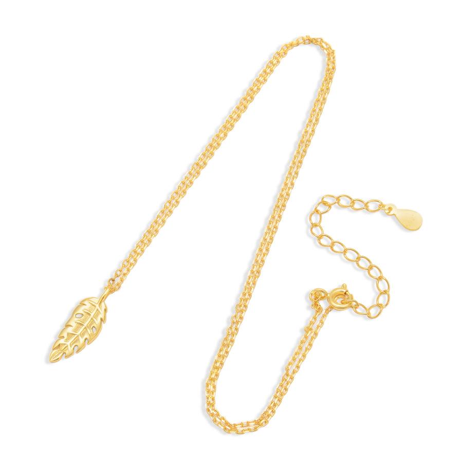 Gold S925 Leaf Pendant